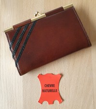 Geldbörse Geldbeutel Portemonnaie für Damen clic clac Knöpfe Ziegenleder NEU