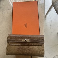 Hermes Kelly Geldbörse Etoupe Leder Gravur Gebraucht