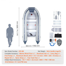 Schlauchboot 6-Personen-Sportboot Fischerboot Holzboden PVC 680,4kg