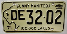 Manitoba Nummernschild 1971
