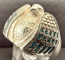 Schöner Ring (Siegelring) Silber 925 (Sterling) Gr.69 mit Adler-Motiv (AN20)