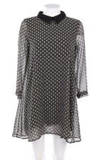 Ohne Label Kleid Print Bubi-Kragen M schwarz-weiß braun