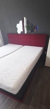 Gebrauchtes Polster-Boxspringbett Rot/Schwarz, 180x200cm, 2 einzelne Matratzen
