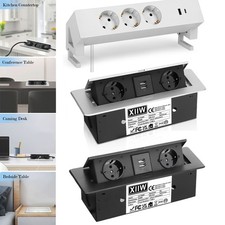 EINBAUSTECKDOSE TISCHSTECKDOSE KÜCHE WAND 2, 3-FACH 2XUSB VERSENKBAR ALUMINIUM