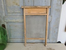 A0671 Altes Waschbrett | wash board | Glas & Holz | um 1940 | TOP