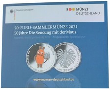 20 Euro Silber Gedenkmünze 50 Jahre Sendung mit der Maus 2021 Spiegelglanz Farbe