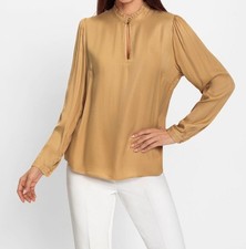 Mode von Heine Damen Bluse Oberteil Stehkragen Langarm gold NEU