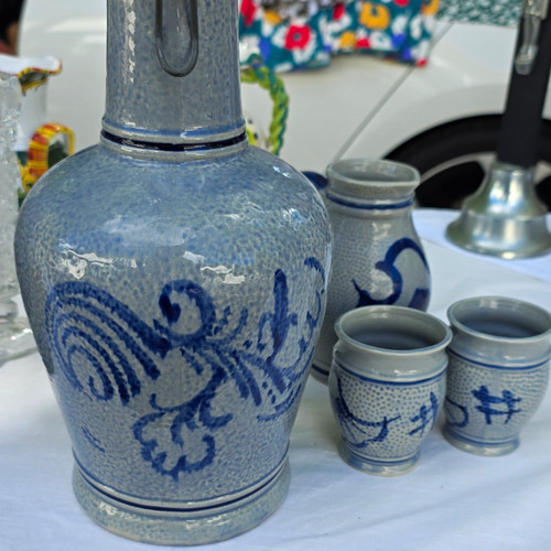 Keramik krug becher grau blau - keramik, grau/blau