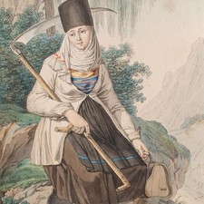 Josef Anton Kapeller Bäuerin Pfafflartal Trachten aus Tirol kolor Radierung 1803