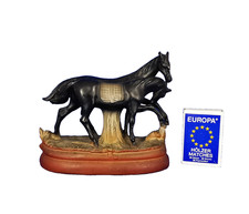 Mini Porzellanfigur Paar schwarze Pferde 11 cm unbekannter Hersteller um 1900