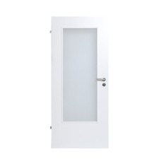 Tür, Innentür, Zimmertür Weißlack mit Glaseinsatz Milchglas