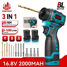 1/4" Akku Akkuschrauber 16,8V Bohrschrauber Schlagbohrschrauber Bürstenlos Kit 