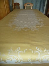 gelb/weiße Damast-Tischdecke