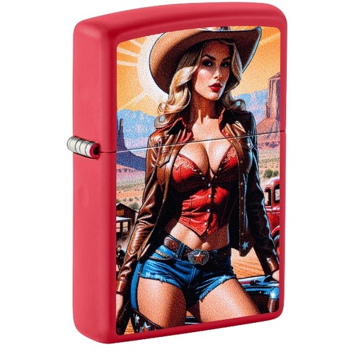 Zippo red matte - red, cowgirl