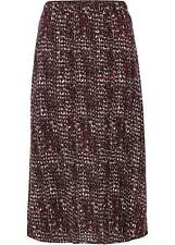 Neu Midi-Rock mit Schlitz Gr. 42 Dunkelbeere Schwarz Zebra Bedruckt Freizeitrock