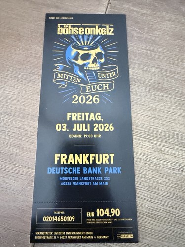 Ticket onkelz frankfurt - onkelz,