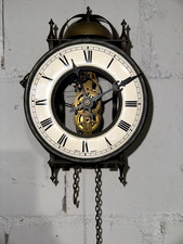 Offene Skelettuhr / Schwarzwälder Eisenbahn-Uhr (Kettenzug) Tempus Fugit