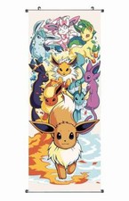 Pokemon Rollbild aus Stoff | Kakemono 100x40cm | Evoli, Schwert & Schild, Ash