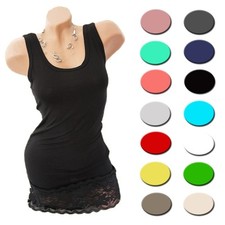 SEXY DAMEN BASIC LONGSHIRT UNI SHIRT SPITZE MINI UNTER KLEID TANK TOP ANGEBOT