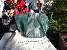 LIEBESKIND BERLIN Premium Damen XXL-Schultertasche Leder Türkis Germany Neuw