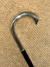 Antiker schwedischer Gehstock Stock - gepunzt 1917 massiv Silber Krummgriff