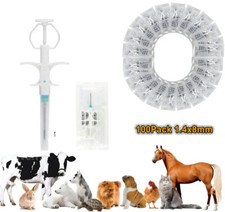 100 Tierchip Tiertransponder 1.4x8 mm RFID Mikrochip f. Hunde Katzen Schwein