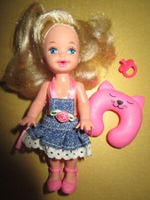 B1974)ALTE ORIGINALE BLONDE BARBIE SHELLY MATTEL ORIGINALES KLEID+SCHUHE+ZUBEHÖR