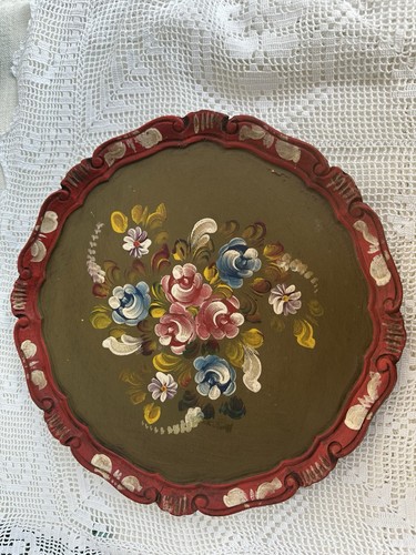 Holztablett handbemalt rosen - holztablett,