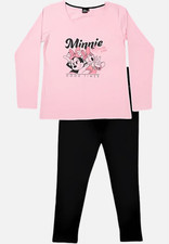 Disney Minnie Mouse Schlafanzug für Damen - Pyjama Set Lang Rosa/Schwarz  