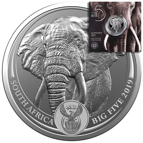 Silbermünze big five elefant - five,