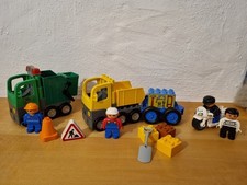 Lego Duplo Fahrzeuge Müllabfuhr Müllauto  Lastwagen Anhänger Polizei Motorrad
