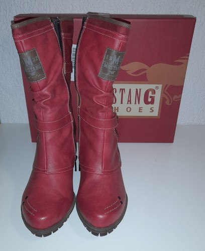 Mustang rote damenstiefel - mustang,