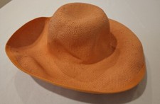 Damen großer Strohhut Sommerhut Cowboyhut Pamela Lisa orange Papierhut