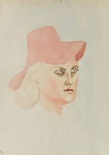 Frau mit pastellfarbenem Hut