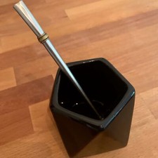 Keramik Yerba Mate Becher schwarz mit Bombilla (Trinkhalm) neu