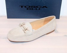 TOSCA BLU Wildleder Slipper Loafer Mokassin Halbschuh Trense Beige- Neu ! Gr. 38