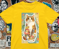 Floral Cat T-Shirt - Cute