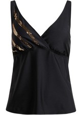 Tankini Oberteil aus recyceltem Polyamid Gr. 90 C Schwarz Gold Bade-Top Neu*