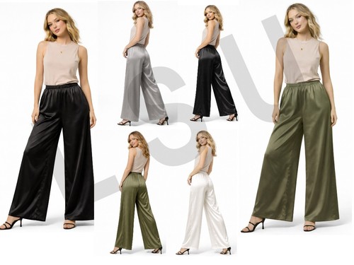 Damen satin seide palazzo - satin, hose