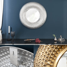 Handgearbeiteter Wandspiegel ORIENT 60cm gold FARBWAHL Hammerschlag Design