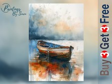 Aquarell Meereslandschaft Boot