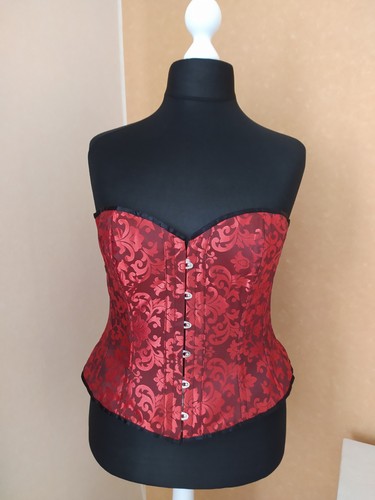 Korsett schwarz rot brokat - schwarz,
