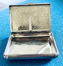 Altes ZigarettenEtui Metall versilbert Halbmond Stern 9,5x6,5x2cm Vintage Türkei