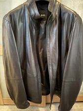 BOSS Herren Lederjacke Gr. 52, Schwarz