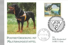 AK Postbeförderung Militär Hunde Staffel Bruck an SOS Kinderdorf Graz 1992