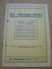 DDR Anhängerbrief kl. Wohnanhänger WoWa Eigenbau EZ 1970 elfenbein Ludwigslust