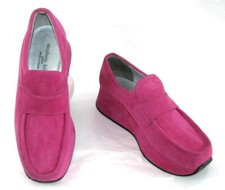 STEPHANE KELIAN - Mokassiner Ausgleichen Leder Wildleder Rosa Bonbon 4 37 - Neu