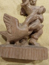  Holzfigur Skulptur-Mädchen mit Gans-Gänseliesel Schnitzerei Holz 28 cm