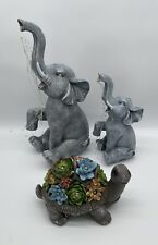 Gigalumi - Solar Garten Statue - 3er Set - Elefant und Schildkröte - Dekolicht