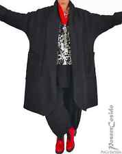 LAGENLOOK Woll-Flanell Long-Mantel Schwarz 3 XL Oversize  Kostenloser Versand